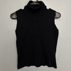 Vintage 90s Joseph A Silk Blend Women’s Sleeveless Tank Top Turtleneck Black S